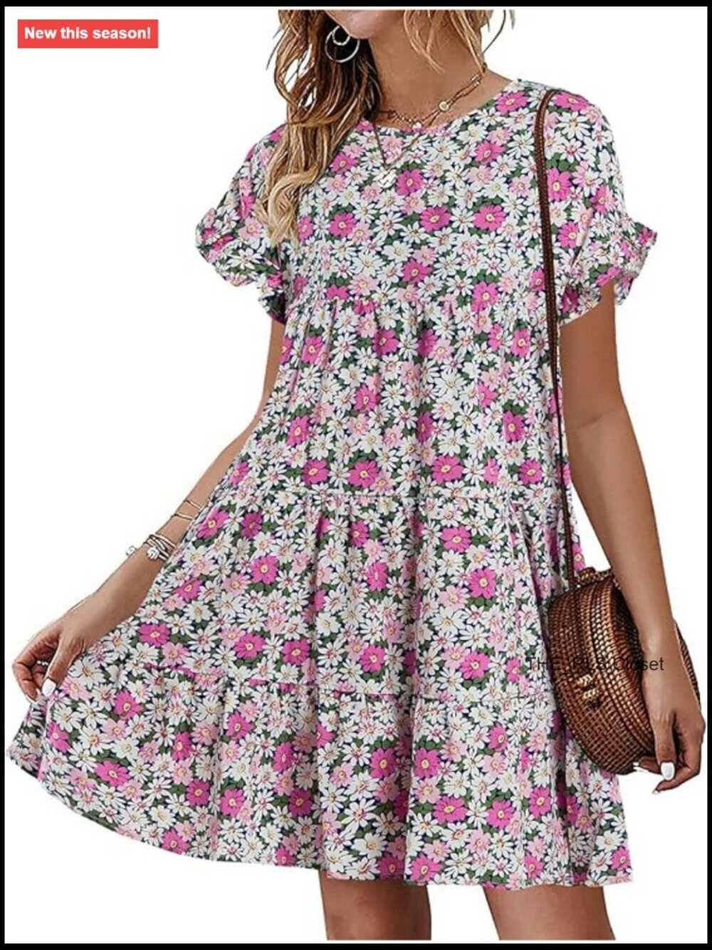 Boho Floral Ruffle Babydoll Mini Dress with Back Keyhole - Picture 1 of 6